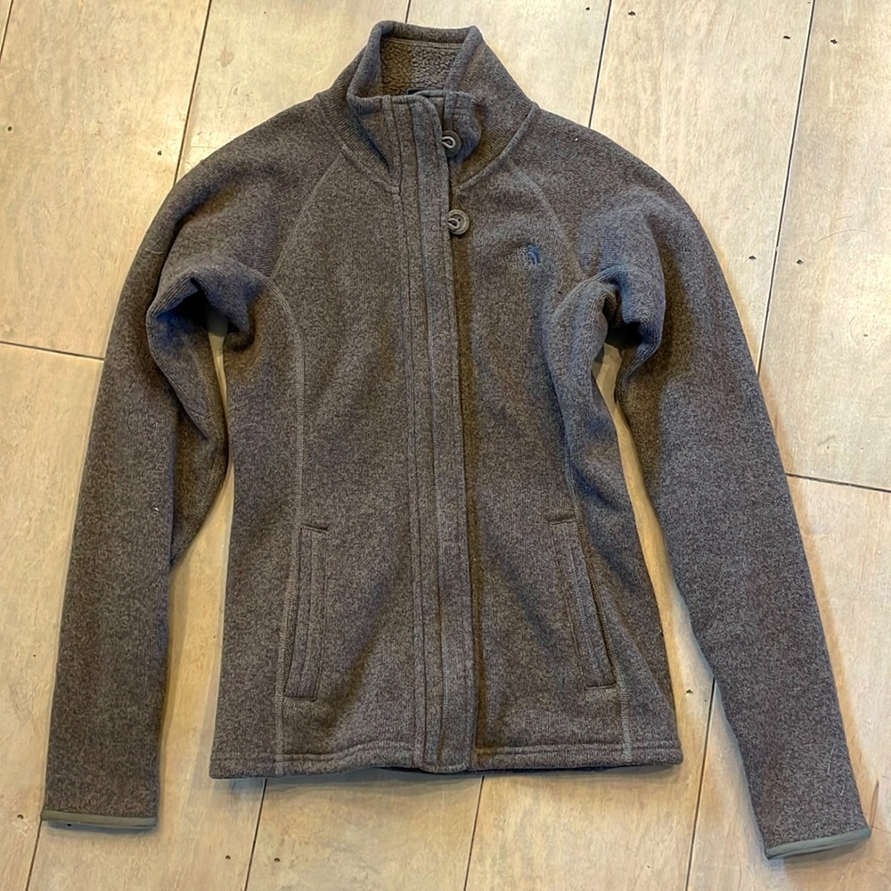 North Face Brown Zip-Up Sweater